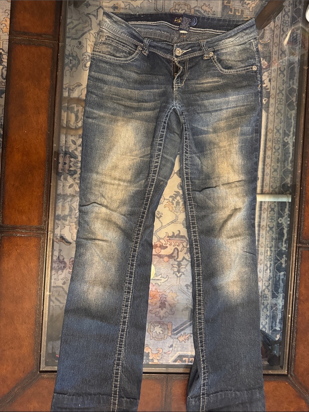 Vintage Angels Dark Wash Women’s Jeans with Faded Detail